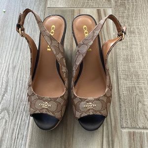 Coach logo slingback wedge